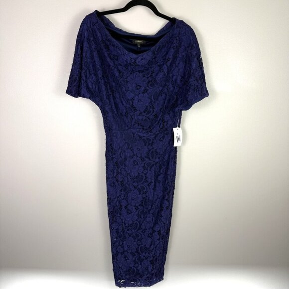 Alexia Admor Dress Small Lace Off Shoulder Cocktail Midi Sheath Party Wedding - Picture 2 of 11